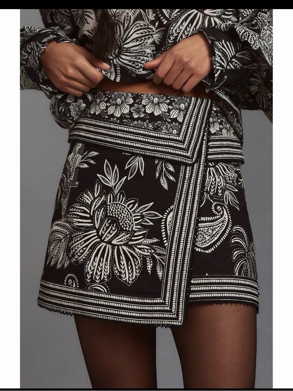 Farm Rio Paisley bloom Wrap Mini Skirt